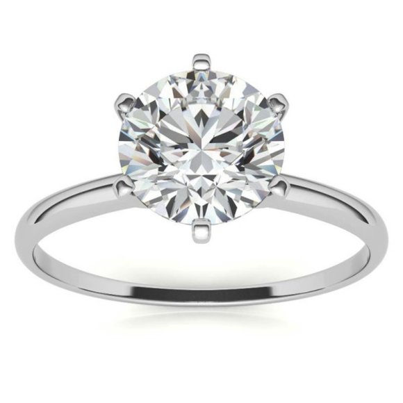 1.9Ct-8.5mm 6-Prong Round Moissanite Ring 14k Gold - Picture 1 of 17